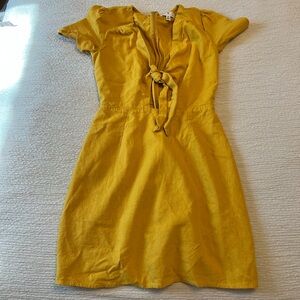 Socialite Yellow Flutter Sleeve V-Neck Sheath Dress